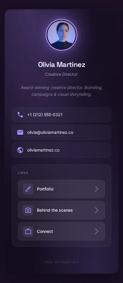 Olivia Martinez's card