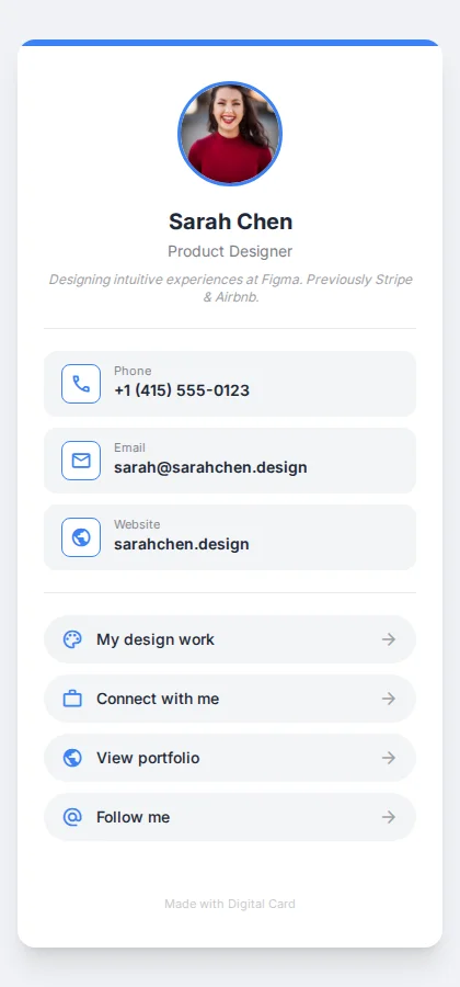 Digital business card example